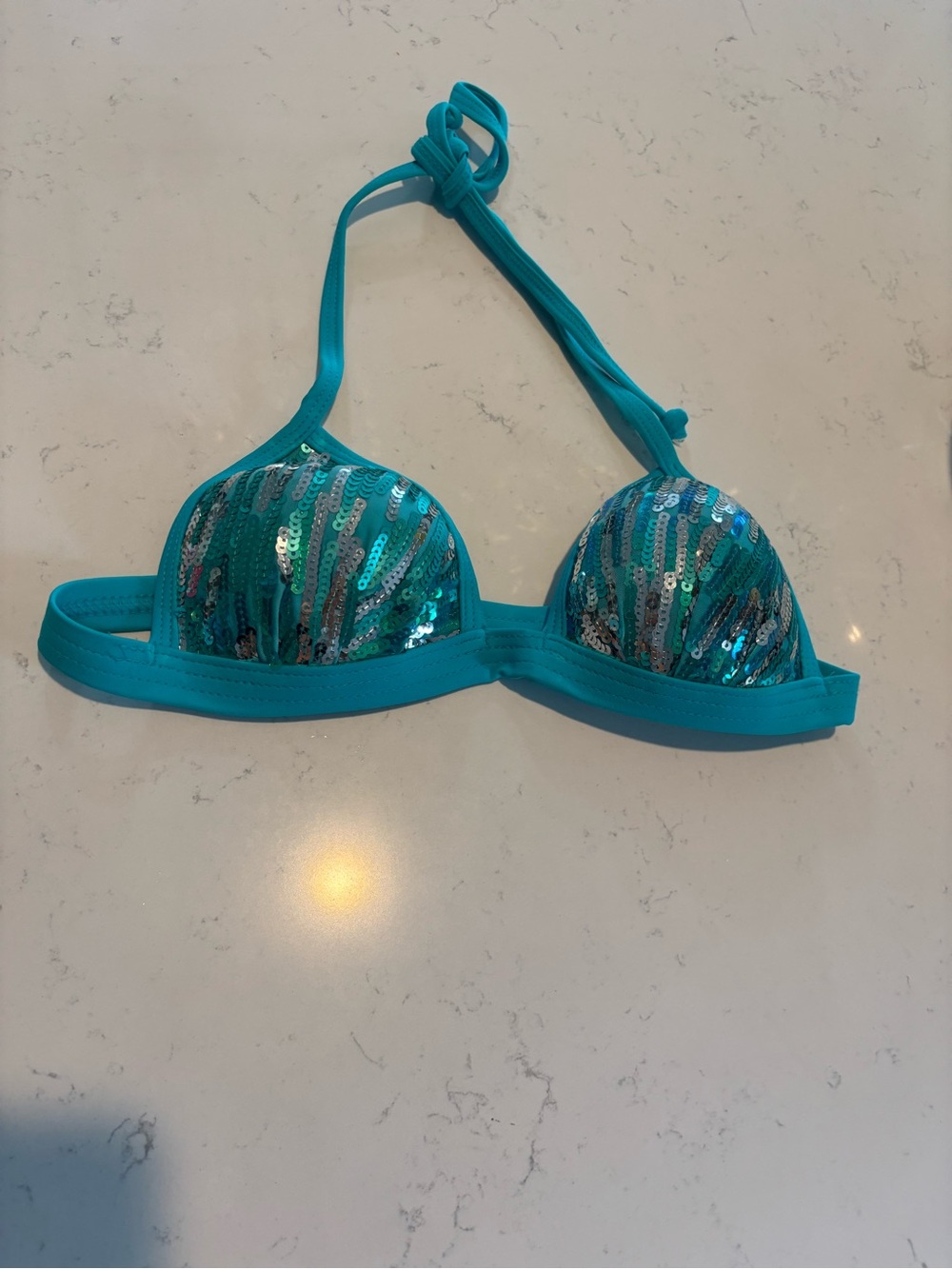 VENUS Turquoise Halter Bikini Top with Sequin Trim